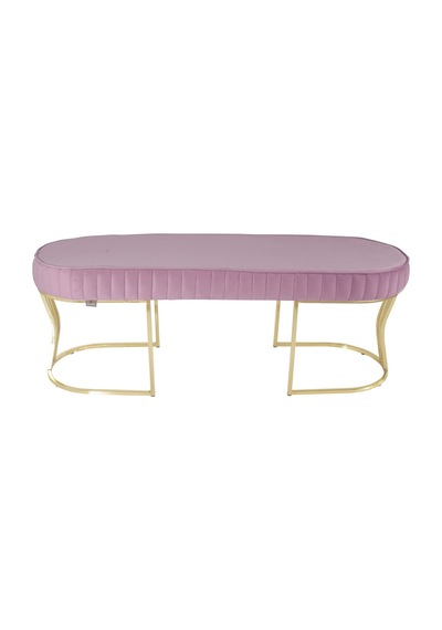 Viego Gold Striped- Pembe Kapitoneli Chester Model Puf & Bench & Koltuk & Uzun Makyaj Puff & Yatak Ucu &önü