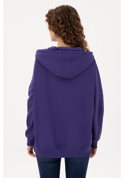 U.S. Polo Assn. Kadın Mor Kapüşonlu Basic Sweatshirt 50297324-VR038