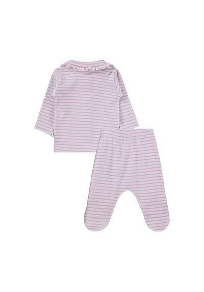 Civil Baby Çizgi Empirme 1-9 Ay Pijama Takımı - Beyaz