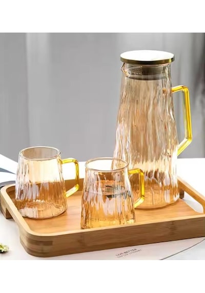 Leylart 1800 Ml Borosilikat Sürahi & 2 Li Bardak Takımı