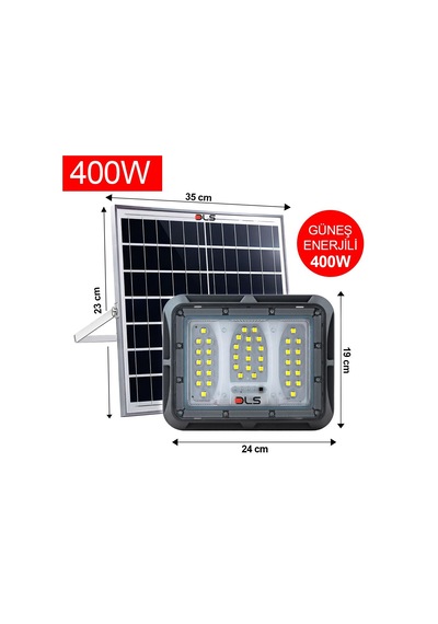 Dls 400w Güneş Enerjili Solar Led Projektör Harici Solar Panelli, 5 Metre Kablolu, Hareketli Konsollu 504-400-01