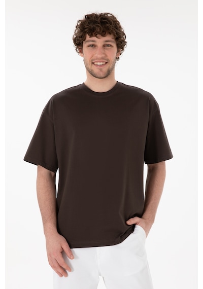 U.S. Polo Assn. Erkek Comfort Fit Bisiklet Yaka Kahverengi Merserize Basic Tişört 50313089-VR029