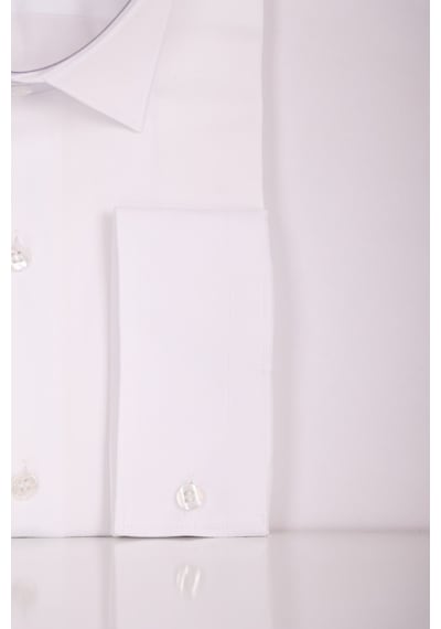 Aclassics Erkek Beyaz Slim Fit Saten Pamuk Cepsiz Gömlek