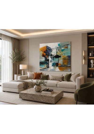 Modern Soyut Turkuaz & Hardal Renkli Kanvas Tablo Premium Dekoratif Duvar Tablosu Salon, Ofis, Yatak Odası Ve Koridor İçin Çerçevesiz Modern Sanat Tablosu Modern Soyut Turkuaz & Hardal Renkli Kanvas Tablo Premium Dekoratif Duvar Tablosu Salon, Ofis, Yatak Odası Ve Koridor İçin Çerçevesiz Modern Sanat Tablosu