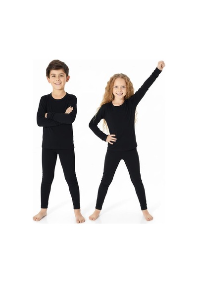 Jiber 904 Unisex Çocuk Likralı Termal İçlik Sıcak Tutan Terletmez Tayt Alt Siyah