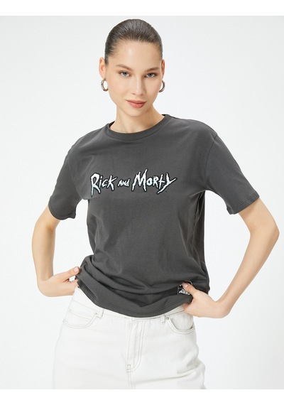 Koton Rick And Morty Tişört Lisanslı Arkası Baskılı Kısa Kollu Antrasit 4sal10552ık Antrasit