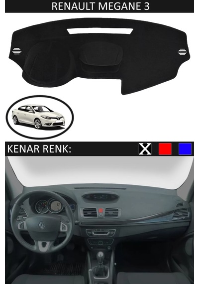 Torpido Koruma Halısı Siyah Kenar Renk Siyah Renault Fluence İle Uyumlu