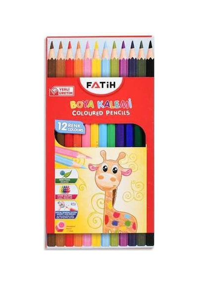 12 Renk Tam Boy Kuru Boya Kalemi Çok Renkli