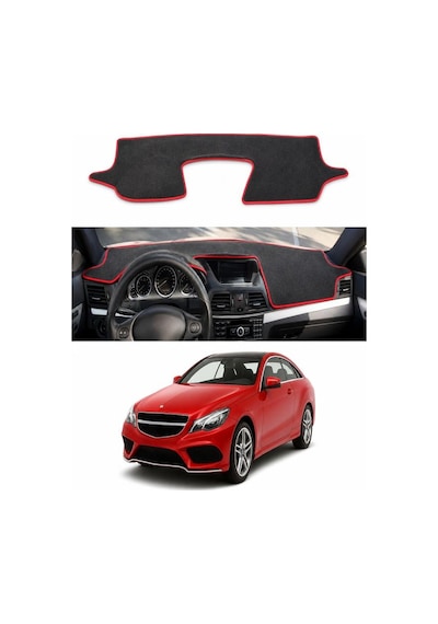 Mercedes-benz - E-serisi Coupe C207 2009-2017 Uyumlu Torpido Koruma Kılıfı - Kırmızı Şeritli