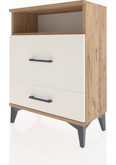 Arges Komodin Tek Raflı 2 Çekmeceli 60x30x80 Çam-aytaşı Çam