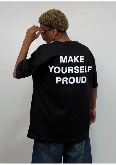Zaee Make Yourself Proud Oversize Tişört Siyah