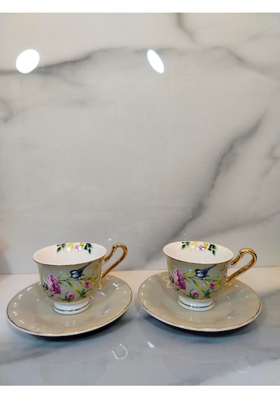 Vanilla New Bone China Kahve Fincanı 2 Kişilik Ekru