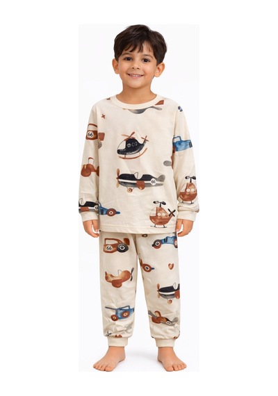 Uçak Desenli Erkek Çocuk Pijama Takımı