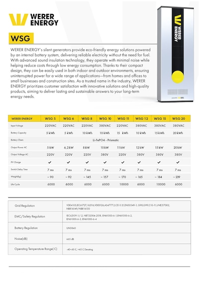 Werer Energy   10kW LiFePO4 Lityum Demir Fosfat Tri Faz Sessiz Jeneratör