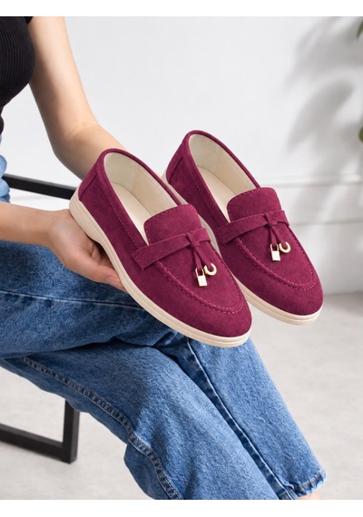 Dabab Shoes Lupy Kadın Bordo Süet Loafer Ayakkabı Gold Aksesuarlı Ortopedik Rahat Taban Casual Babet Dabab Shoes Lupy Kadın Bordo Süet Loafer Ayakkabı Gold Aksesuarlı Ortopedik Rahat Taban Casual Babet