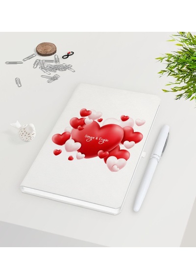 Kişiye Özel Sevgililer Günü Beyaz Defter Kalem Seti-41