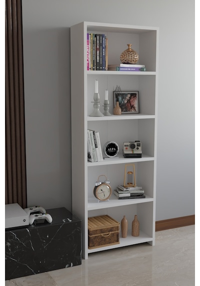 Alpa Ev Mobilya 5 Raflı Kitaplık, Modern Çok Amaçlı Ahşap Ofis, Salon Ve Mutfak Raf Dolabı Beyaz Alpa Ev Mobilya 5 Raflı Kitaplık, Modern Çok Amaçlı Ahşap Ofis, Salon Ve Mutfak Raf Dolabı Beyaz