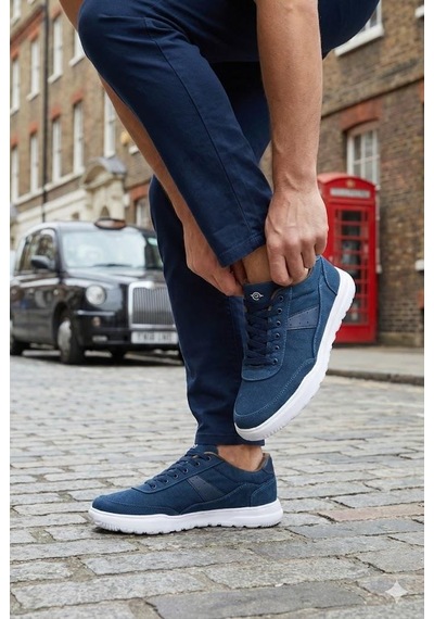 Fort 0226 Dks Keten Rahat Hafif Sneaker Erkek Ayakkabı Mavi