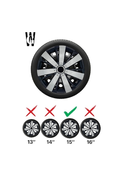 Toyota Verso 15 İnç Jant Kapağı 4 Adet Siyah Gri C109