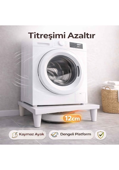 İmt Aksesuar Çamaşır Makinesi Yükseltici 60x60 Cm 12 Cm Platform Robot Süpürge Uyumlu Titreşim Azaltıcı Beyaz İmt Aksesuar Çamaşır Makinesi Yükseltici 60x60 Cm 12 Cm Platform Robot Süpürge Uyumlu Titreşim Azaltıcı Beyaz