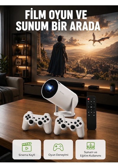 10.000 Oyun Destekli, Çift Kollu 4k Projeksiyon - Hdmı, Usb, Aux, Ethernet Yok Yeni Nesil