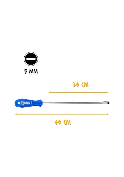 Fixio Uzun Şiş Tornavida Düz Uçlu 5.0 Mm - 30 Cm.