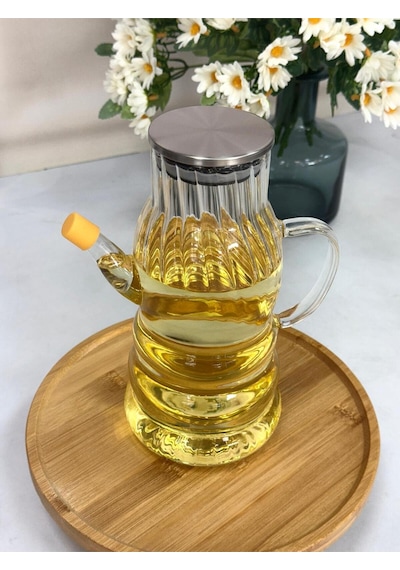 Metal Kapaklı Cam Yağdanlık 1000 Ml 1000 Ml Şeffaf
