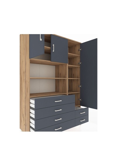 Hyperion Dolap 9 Raflı 6 Çekmeceli 3 Kapaklı 132x44x195 Çam-antrasit/antrasit Antrasıt/antrasıt Hyperion Dolap 9 Raflı 6 Çekmeceli 3 Kapaklı 132x44x195 Çam-antrasit/antrasit Antrasıt/antrasıt