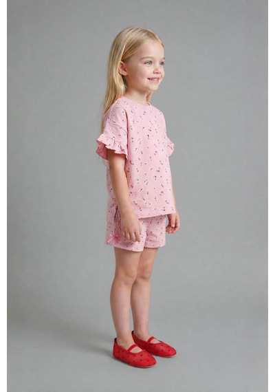 Defacto Çiçeki 2li Pembe Takım Kız Bebek H7883a526smpn666 Pembe-pn666