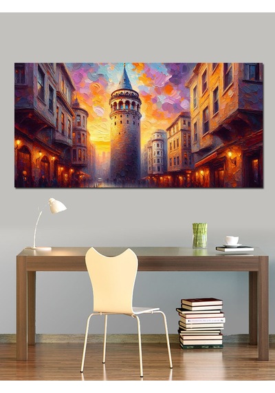 Kanvas Tablo Gece Işıkları Ve Galata