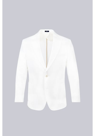 Hatemoğlu Beyaz Regular Fit Mono Yaka Casual Keten Ceket 27926 Beyaz