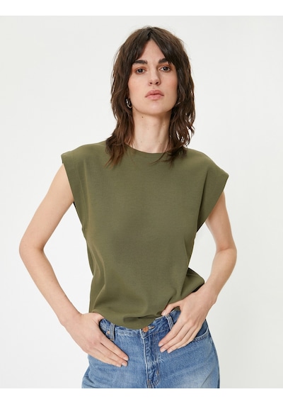 Koton Bisiklet Yaka Tişört Slim Fit Kısa Kollu Haki 4sak50148ek Haki