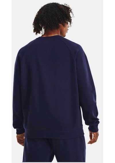 Under Armour Erkek UA Rival Fleece Bisiklet Yaka 1379755-410 Lacivert - Beyaz