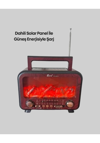 Mey İthalat Taşınabilir Şömine Görünümlü Bluetooth Hoparlör Solar Şarjlı, Alev Işıklı, 7w Ses