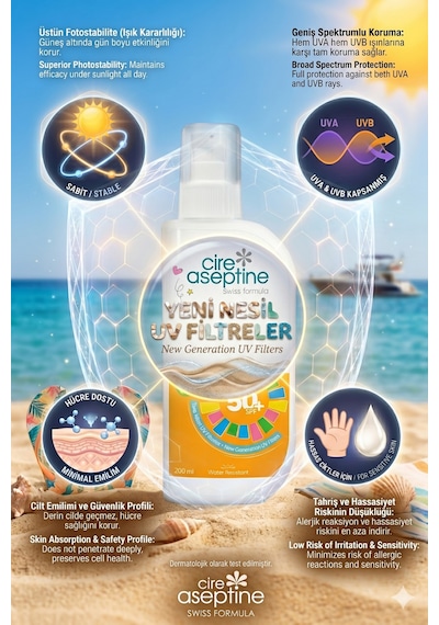Cire Aseptine Bebek Güneş Koruyucu Losyon Spf50 200 Ml 2 Adet