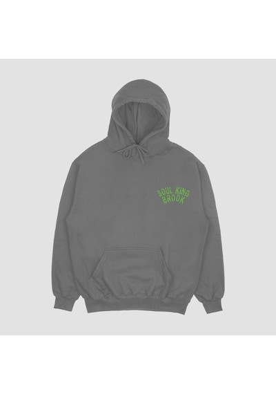 Unisex Gri Brook Baskılı Hoodie Oversize Kapşonlu Sweatshirt Gri