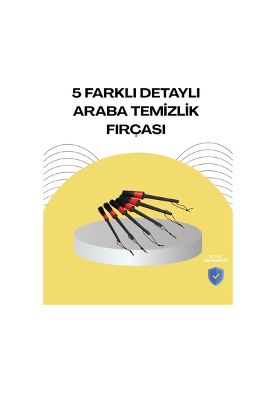 Techmrt 5 Boy Fırçalı Araba Temizlik Seti-derin Temizlik Sağlayan Yumuşak Fırçalar
