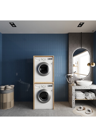 Babil Çamaşır Ve Kurutma Makinesi Dolabı Banyo Dolabı Meşe Meşe