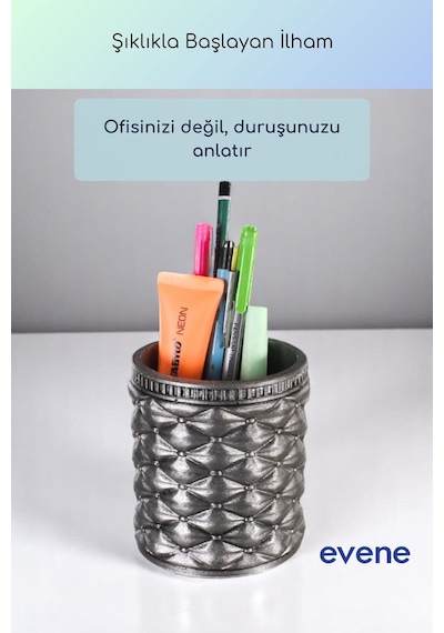 Kalemlik Masa Kalemliği Organizer Kalemlik Gümüş Eskitme Renk Model 85 Çok Renkli