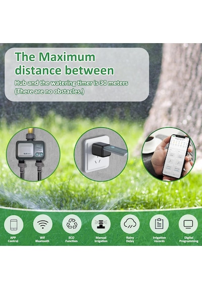 Johgee Bahçe Sulama Bilgisayarı, Wifi Hub, 2 Çıkış, Su Geçirmezlik Ipx5, Otomatik Sulama, Bahçe, Çim İçin Su Z Genel