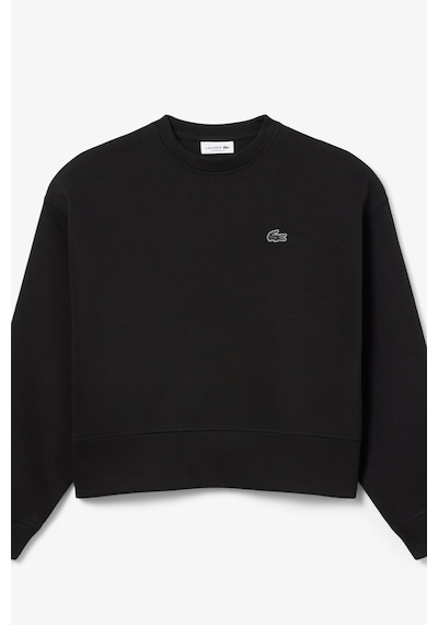 Lacoste Oversized Cotton Womens Sweatshirt Bol Kesim Bisiklet Yaka Pamuklu Kadın Sweatshirt Siyah