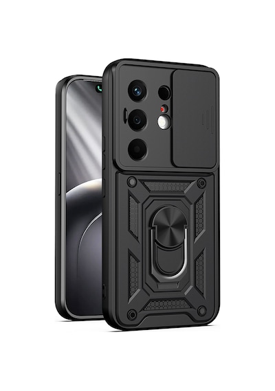 Gpack Tecno Camon 50 Kılıf Pars Standlı Yüzüklü Sürgülü Vega Siyah