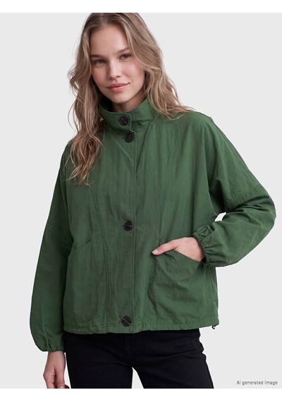 Lcw Vision Yeşil Dik Yaka Oversize Kadın Mont