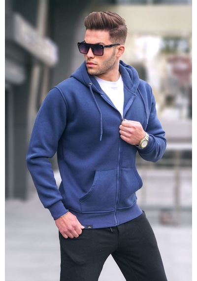 Madmext Lacivert Kapüşonlu Regular Fit Erkek Sweatshirt 6033 Lacivert