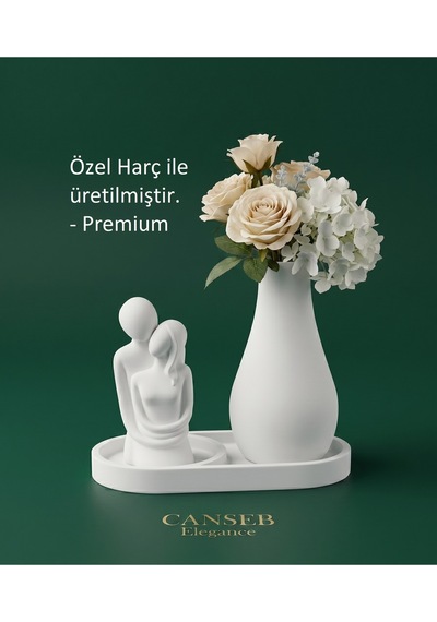 10cm Sevgili Biblo & 13cm Çiçek Vazosu - 17cm Tepsi - Üçlü Set 96019219