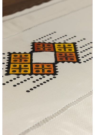 Magic Rug El Baskısı %100 Organik Dokuma Kumaş Runner Ve 2'li Kırlent Kılıf Seti Ekru - 681595460 Ekru