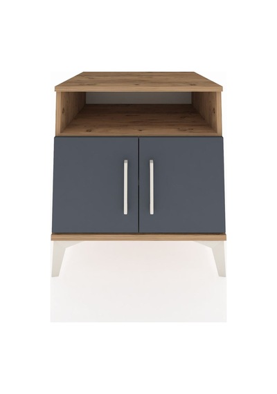 Kronos Komodin 2 Raflı 2 Kapaklı 60x59x64 Çam-antrasit Çam