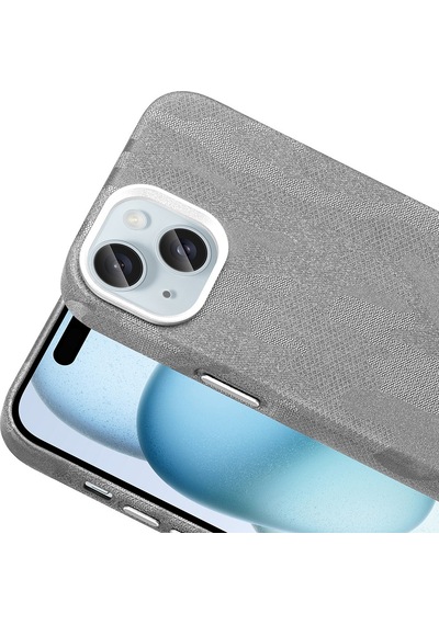 Apple Uyumlu iPhone 15 Kılıf Magsafe Şarj Özellikli Kamuflaj Tasarımlı Sera Sert Pc Kapak Gümüş