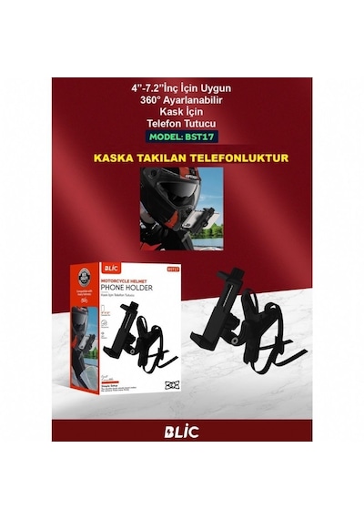 Aksiyon Kamera Ve Telefon Tutucu Kaska Takılan Model-2336
