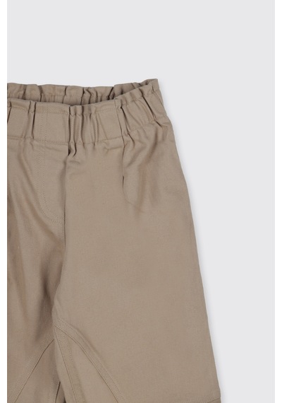 Panço Kız Çocuk Beli Lastikli Pantolon Bej
